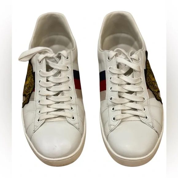 SOLD RARE Gucci Ace Embroidered Tiger Patch Sneaker White Gucci Size 9.5 US 10 - Picture 4 of 7